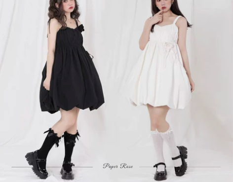 炭团纸玫瑰.少女感泡泡打皱立体玫瑰棉布花苞...