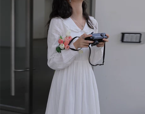 安小落 白色提花小白裙女夏法式新款赫本风气...