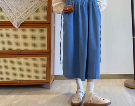 实拍日系学院风洋气时尚百搭港风复古刺绣牛仔...