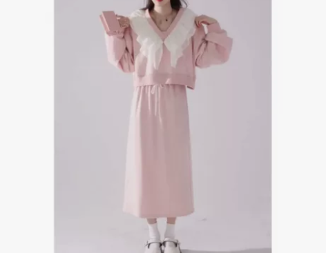 全新一套 不吃夜宵了马卡龙粉 秋款运动风长...
