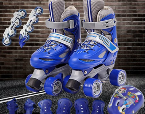 溜冰鞋儿童初学者双排四轮3滑轮鞋5全套装6...