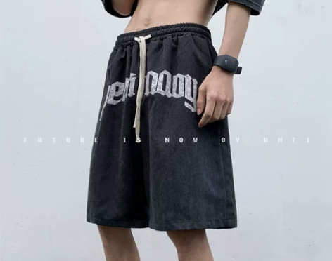 【狂欢价】字母印花运动短裤男夏季欧美高街潮...