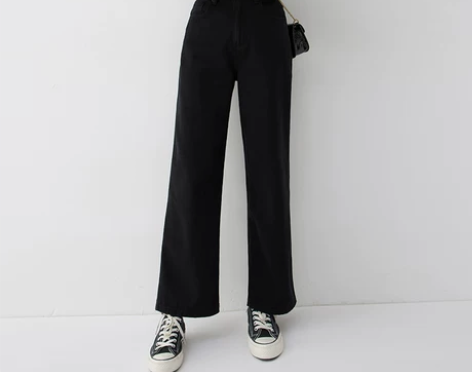 黑色直筒宽松休闲深色阔腿软糯喇叭高腰牛仔裤...