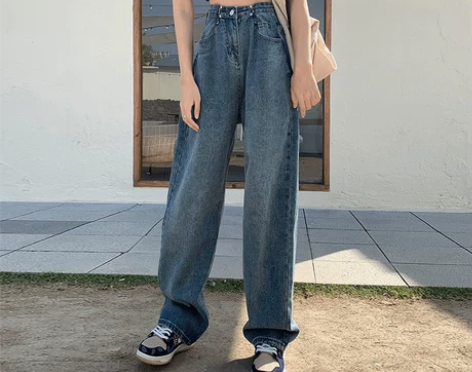 大码牛仔裤女夏薄款胖妹妹宽松显瘦高腰垂感拖...