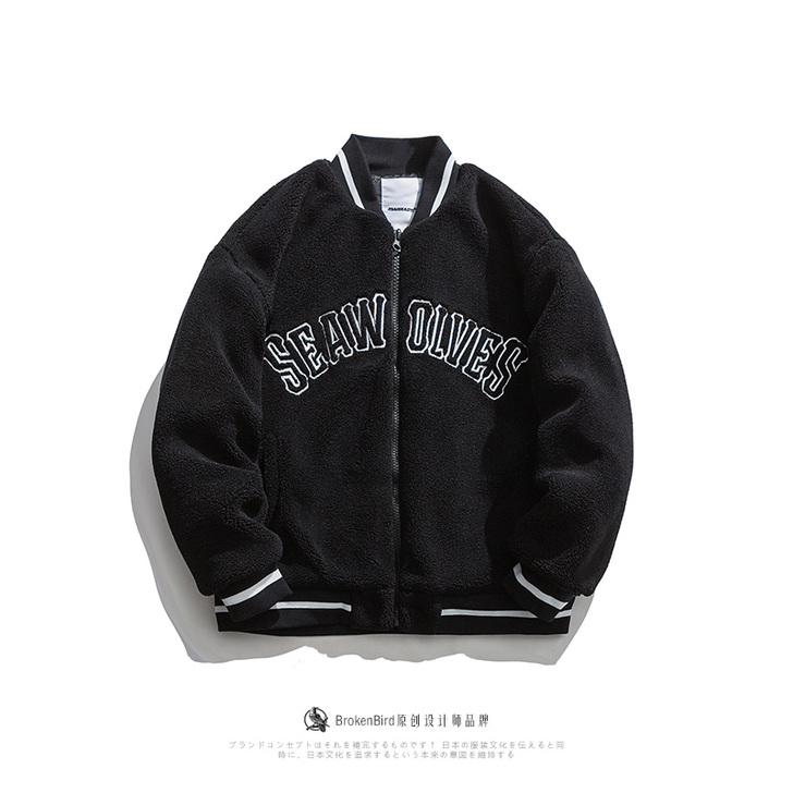 冬季美式潮牌羊羔毛棉衣男情侣装宽松加厚羽绒...