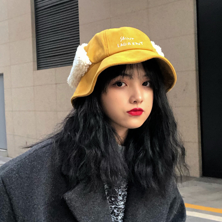 艾佳微韩版百搭麂皮绒渔夫帽子女秋冬网红日系...