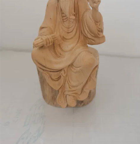 小叶黄杨木雕老子传道一指问天下达摩摆件工艺...
