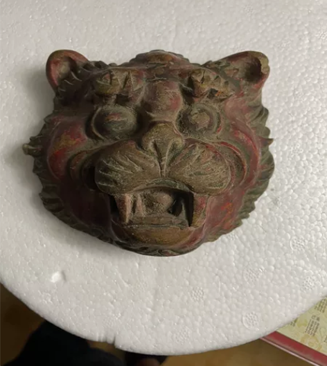 木雕虎头辟邪之物R寸12X10X7厘米品如...