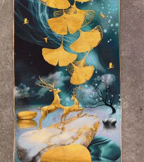 鹿刺绣织锦画装饰画山水画，全新，高价买的，...