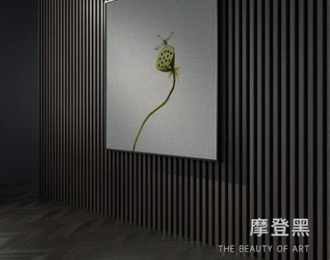 手绘油画新中式莲蓬装饰画客厅沙发卧室过道走...