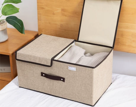 收纳箱布艺内衣内裤收纳盒折叠衣服衣物整理宿...