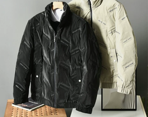 定制锁温防水面料立领羽绒服男冬季新品时尚青...