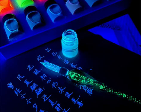 水晶玻璃笔蘸水笔套装礼盒彩墨金粉淡彩渐变金...