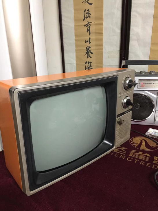 下乡收的一台日本索尼黑白电视机，东西完整漂...