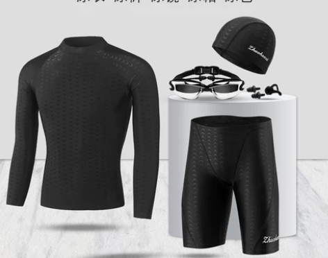 泳衣男全身长袖防晒尴尬五分泳裤游泳衣男士