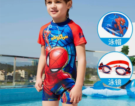 迪士尼儿童游泳衣男童夏连体分体防晒泳装小中...