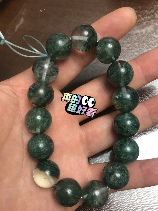 纯天然绿幽灵手串，卡14，有着事业蒸蒸日上...