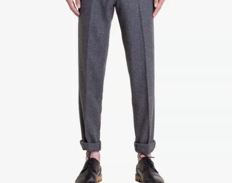 南畔男裤冬季羊毛呢裤子男休闲裤锥形复古英伦...