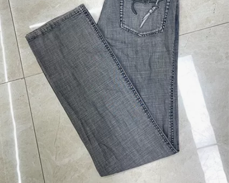 29/30/36  男士复古浅灰色水洗棉牛...