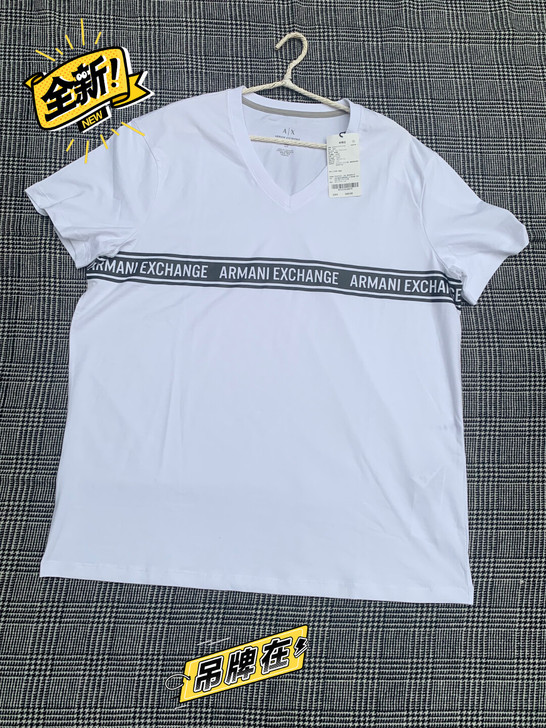 全新2021阿玛尼ARMANI纯色横标复古...