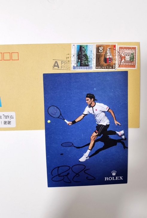 【 费德勒 】 网球 签名卡 官卡 回信所...