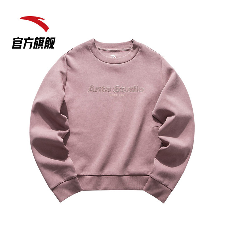 安踏卫衣女士2021春季新款运动跑步圆领套...