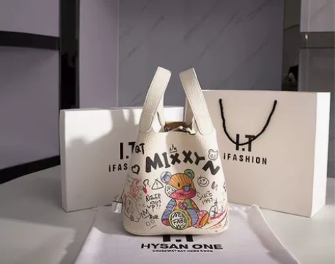 奥特莱斯撤柜原皮涂鸦菜篮子水桶包手提包女包...