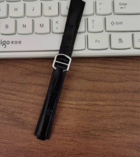 适配卡地亚蓝气球原装表带16mm黑色竹节纹...