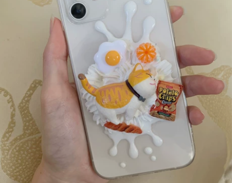 奶油胶手机壳自己手工制作的喜欢可拍（手工制...