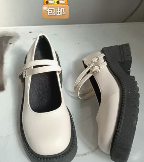 30包邮全新36码白色粗跟厚底小皮鞋jk鞋...
