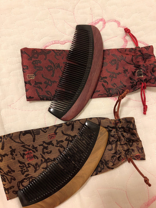 全新檀木拼接牛角梳