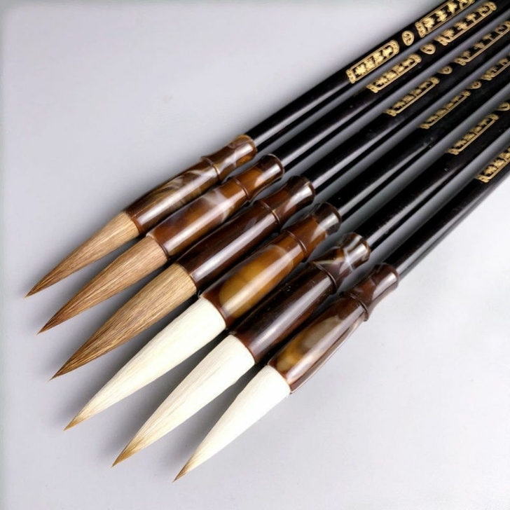 新品正品狼羊兼毫书法大中小楷毛笔套装文房四...