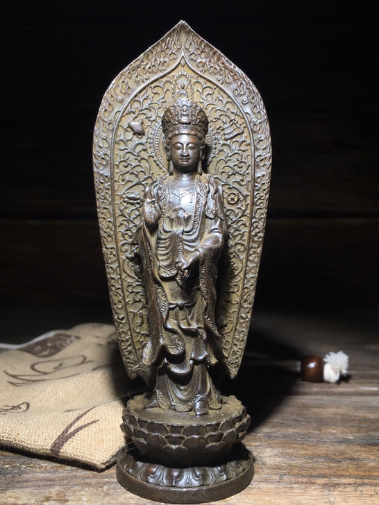 老铜货纯铜西方三圣佛像摆件阿弥陀佛观音大势...