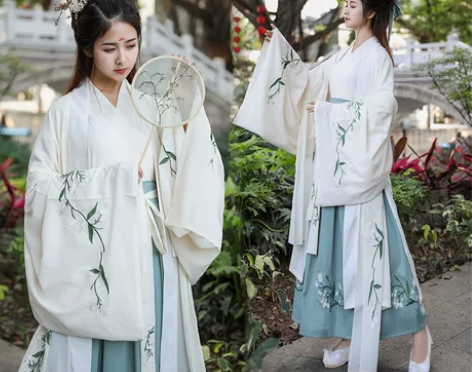 汉服女仙气齐腰襦裙广袖杜若大袖衫中国风古装...