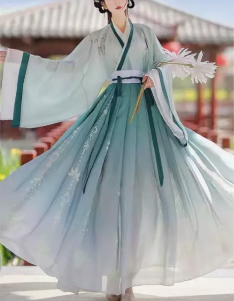 汉服齐腰整套女正品原创魏晋风交领襦裙超仙