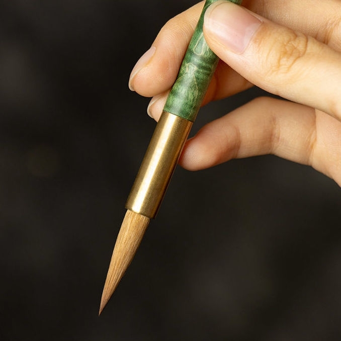 毛笔纯狼毫黄铜金丝楠木收藏级用了就不舍的好...