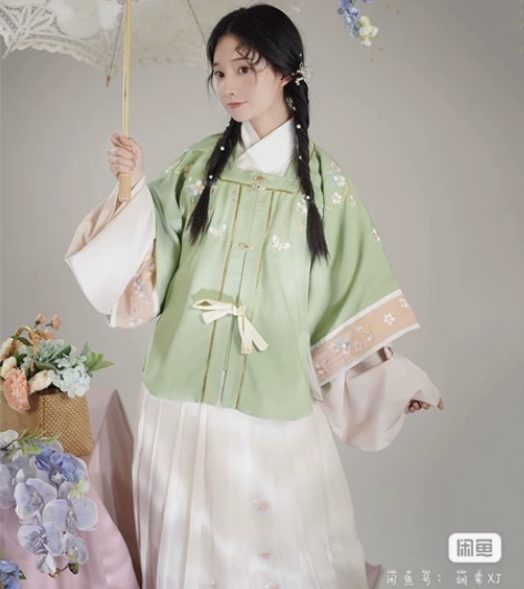 桔屿原创汉服女【雪梅】明制对襟短衫方领半袖...