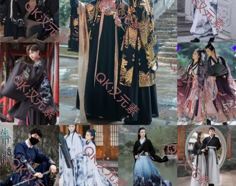 QK汉风唐制魏晋汉服古装男女仙气水墨风斗篷...