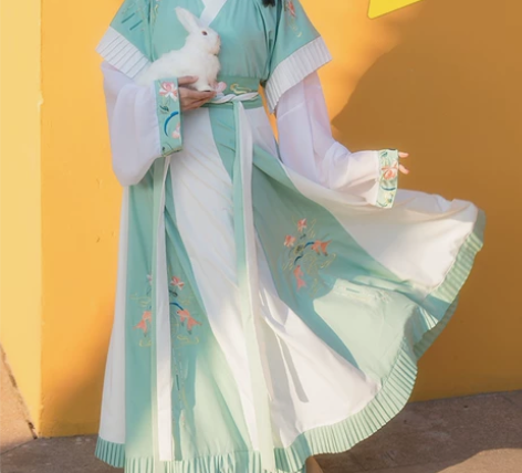 云芳晴浮蕖清原创汉服女晋制魏晋风交领半臂齐...