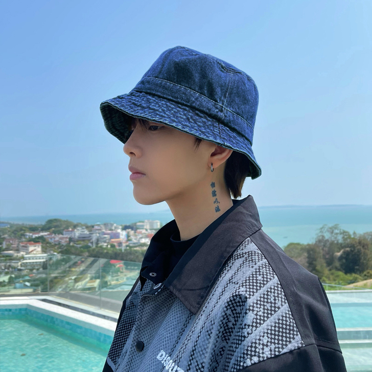 帽子男潮夏季牛仔水洗渔夫帽男学生日系简约休...