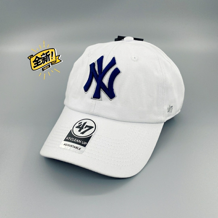 mlb帽子白色蓝标