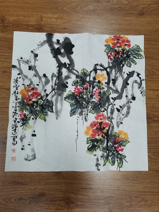 凌云壮志 4尺斗方 宣纸画片,未装裱,长...