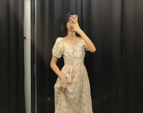 仅过一次！法式梗桔连衣裙仙女chic温柔小...