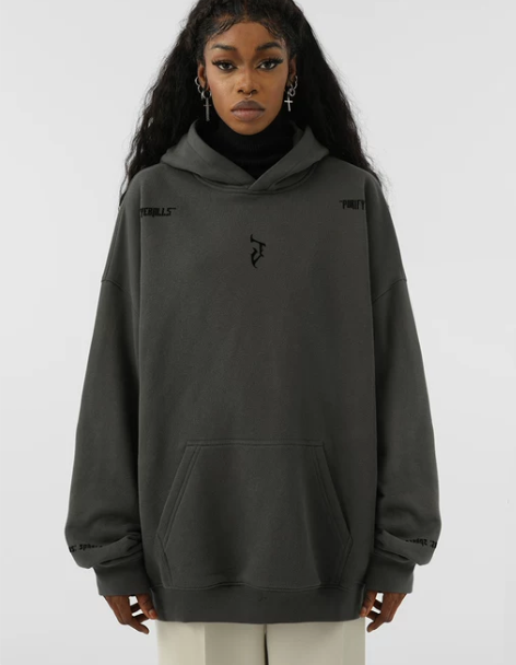 JHYQ美式高街 哥特字母印花logo连帽...