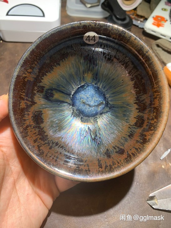龙窑柴烧建盏纯手工七彩窑变  尺寸10*4...