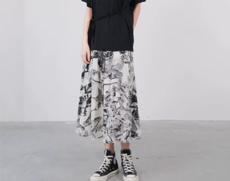 ?松紧腰半身裙女装2021新款夏天中长款大...