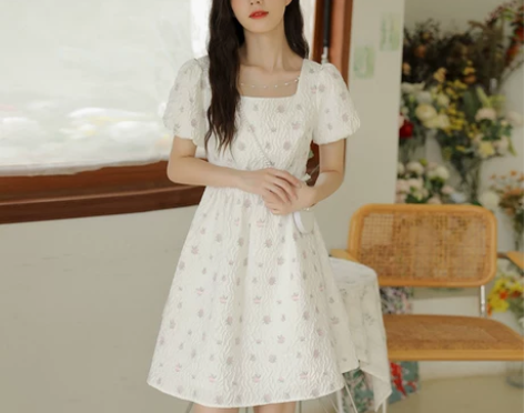 小个子连衣裙2021新款夏甜美仙女蓬蓬裙初...