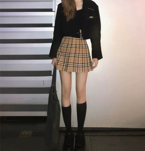 英伦复古学院风 经典格纹半身裙少女百褶裙 ...
