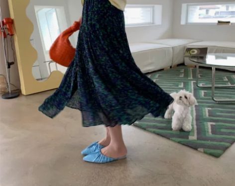 不退不换 雪纺半身裙女夏中长款侧边开叉褶皱...