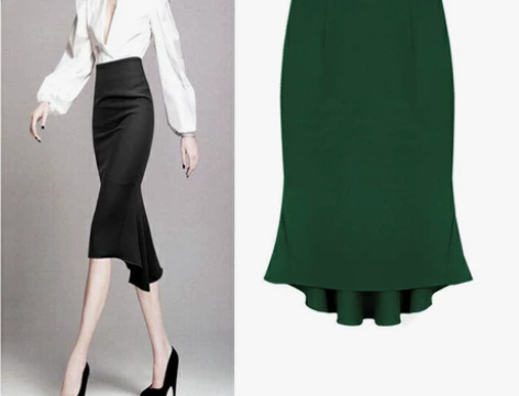 新款包臀鱼尾裙荷叶边修身半身裙 感兴趣的话...